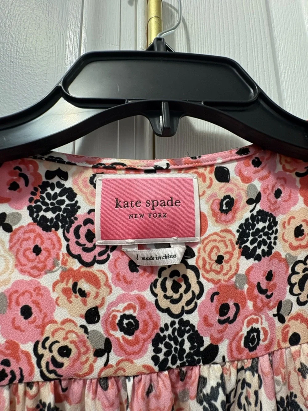 Kate Spade Rosette Blooms Floral Pink Midi Short Sleeve Wrap Dress Large